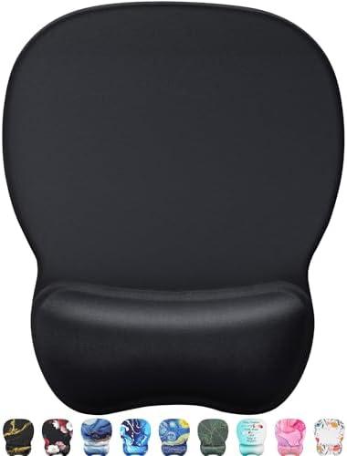 MROCO Ergonomic Mouse Pad with Gel Wrist Rest, Smooth Wrist Support Surface, Non-Slip PU Base for Pain Relief, Comfortable Mousepad for Computer, Laptop, Office & Home, 9.4 x 8.1 in, Black