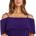 R&M Richards Off The Shoulder Rached Rhinestone Chain Detail Mini Dress (Purple, 8P)