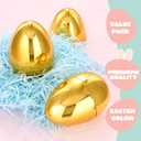 JOYIN 6 Pcs Large Gold Easter Eggs, 6 Inches Metallic Jumbo Plastic Eggs Fillable for Easter Themed Hunt Basket Stuffers Fillers Filling Treats Party Favor Classroom Prize Supplies