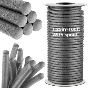 MotiMind 1.25 Inch x 100 ft Foam Backer Rod for Gaps Joints Concrete Crack Filler Caulk Saver Bulk Foam Backing Rod Concrete Filler Rope for Weather Stripping Door Seal(Gray)