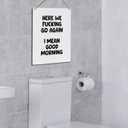 Funny Sign for Front Door, Here We Go Again I Mean Good Morning Wooden Plaque Signs Wall Hanging for Home Office Porch Decorations, Funny Door Signs, 8x10 Inch