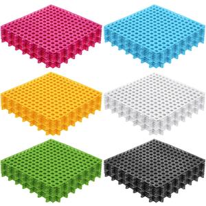 Tinideya 60 Pcs Drainage Tiles Interlocking Floor Tiles 11.8'' x 11.8'' Soft TPE Pool Floor Mat with Drain Holes Non Slip Drainage Mat Vented Floor Mats for Kitchen Bathroom Basement Deck, 6 Colors