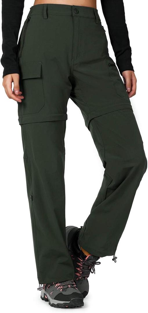 Cycorld Women's-Hiking-Pants-Convertible Quick-Dry-Stretch-Lightweight Zip-Off Outdoor Pants with 5 Deep Pockets (XX-Large, Army Green)