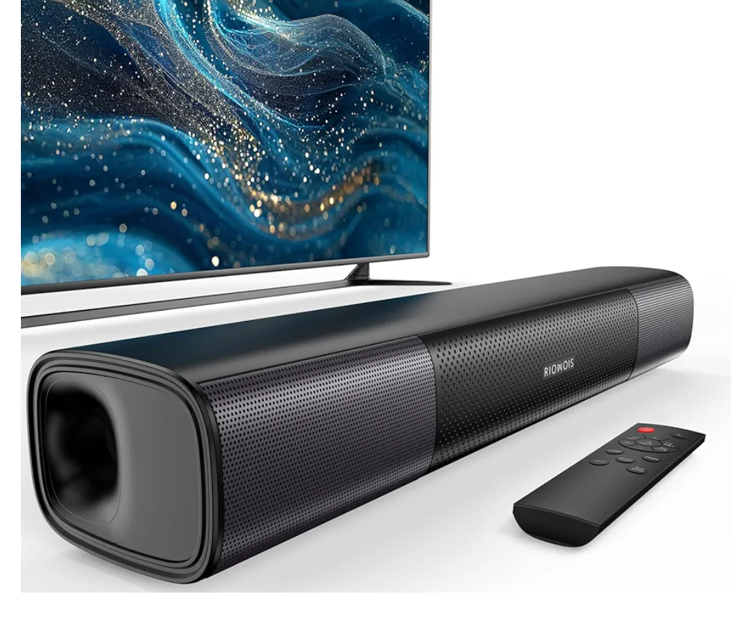 Sound Bar for Smart TV, Bass Boost and Crisp Vocals,Bluetooth Soundbar for TV/PC/Gaming/Projectors,Optical/AUX/Wall Mount,17inch