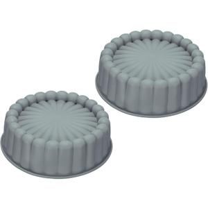 uxcell 2pcs Silicone Cake Pans, Round Cake Molds for Baking, Flower Shape Silicone Baking Molds for Cheese Cake, Chocolate Cake, Strawberry Cake Grey
