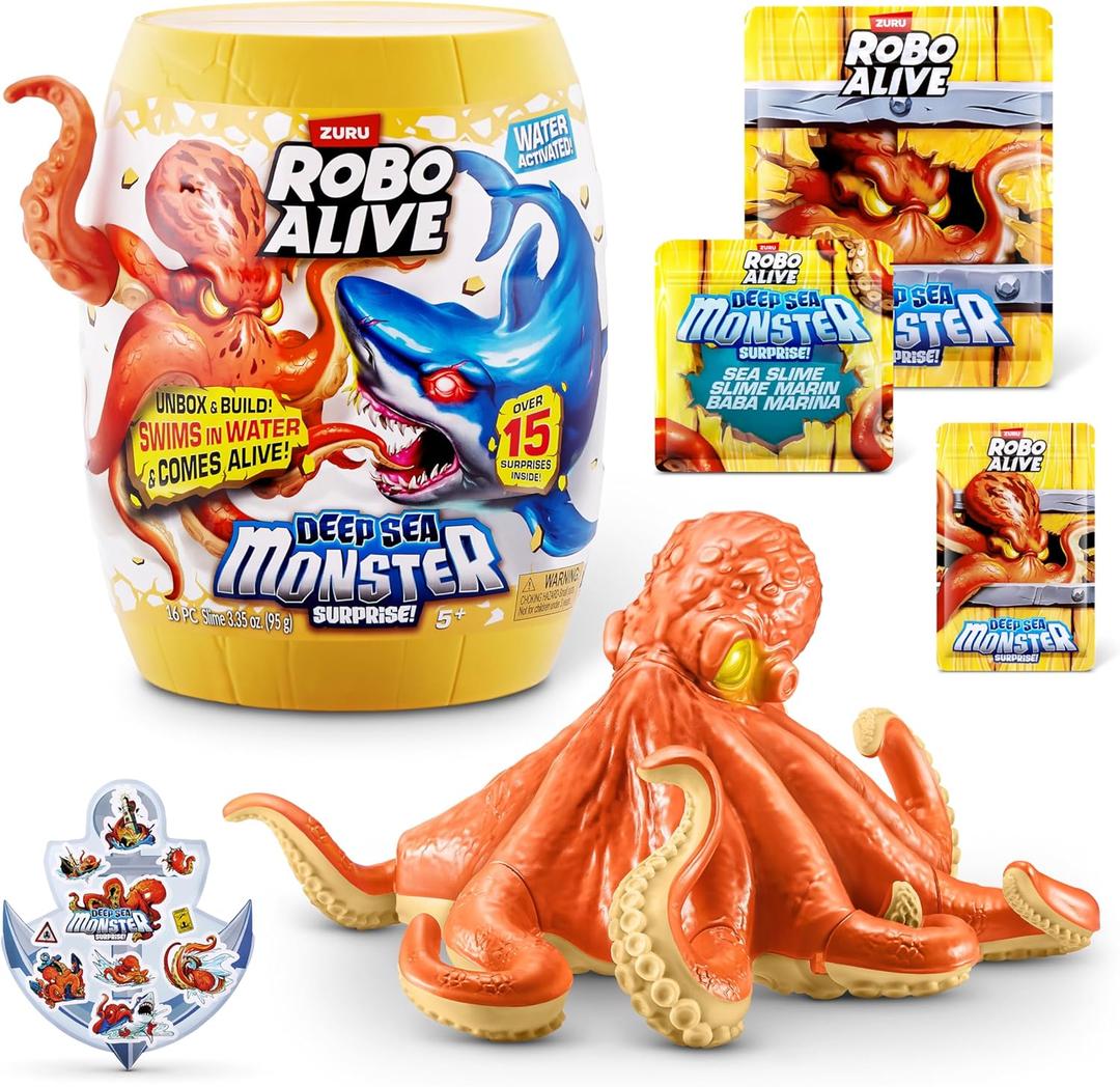 Robo Alive Deep Sea Monster Surprise (Octopus) by ZURU, Surprise Unboxing and Electronic Animal Toy for Boys