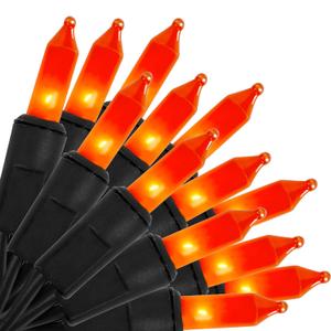 Halloween Lights, 33ft 150 Count Black Wire Incandescent Christmas Mini Lights, 120 V High-voltage UL Certified Clear Light String Connectable, for Indoor Outdoor Patio Tree Party Home Decor, Orange