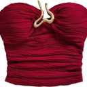 SOLY HUX Women's Summer Tube Tops Strapless Sleeveless Cut Out Ruched Bandeau Y2k Going Out Crop Top Plain Red Small (S)