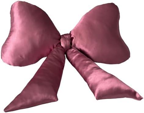 Luxape Bow Pillow - Big Bow Throw Pillow - Bow Shaped Pillow - Silky Satin - Coquette Decor - Bow Room Decor - Pink Bow Pillow - Bow Nursery Decor - Pink Room Decor