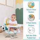 Dream On Me Munch N Go Booster Seat for Babies 636 Months, 3-in-1 Feeding, Floor & Table Seat, Adjustable 4 Heights, Lightweight Portable Design, 3-Point Safety Harness, Easy to Fold & Carry- Mint