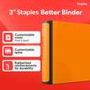 Staples 3" DRing HeavyDuty View Binder, Orange, Durable 3Ring Binder with Reinforced Construction, Holds Up to 600 Sheets for School & Office