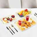 2 x 3 Pack Serving Tray with Handles, Stackable Reusable Trays for Serving Food, Plastic Serving Platters for Party, Charcuterie, Fruit, Appetizer, Solid Cream