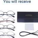 4 Pack Reading Glasses for Women Men Retro Round Metal Frame + Glasses Strap, +2.50