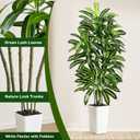 Artificial Dracaena Tree - 5FT Tall Fake Plants with White Tall Planter - Artificial Plants Indoor Floor Plant in Pot - Large Tropical Fake Yucca Potted Tree for Home Office Living Room Decor
