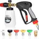 TOOLCY Foam Cannon Kit with Pressure Washer Gun 5000 PSI, 5 Nozzle Tips, 1/4" Quick Connector, 1L Bottle, Quick Release, Industrial Grade