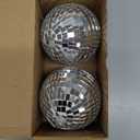 Youdepot Disco Ball 4" Inch 2-Pack, Silver Hanging Ball with Attached String for Ring,Reflects Light, Fun Party Home Bands Decorations, Party Favor 