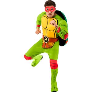 Rubies Men's Teenage Mutant Ninja Turtles Deluxe Raphael Costume Jumpsuit, Shell, and Eye-mask (Large)