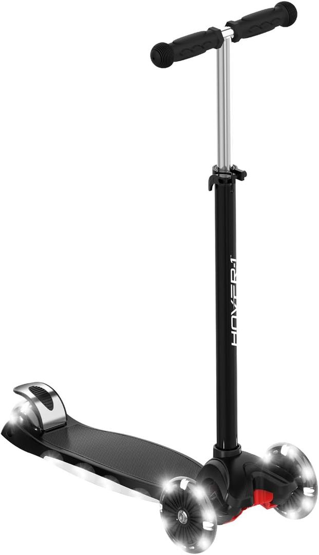 Hover-1 Scout Folding Kick Scooter for Kids with Multicolor Wheel Lights, 4.8 Front Wheels, Rear Foot Brake, and 110 LB Weight Capacity (Black)