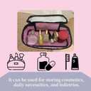 sold out Clear Cosmetic Bag with Waterproof Clear Top, Large Toiletry Organizer for Travel and Home, 12.4 x 5.12 inches Pink Makeup Bag