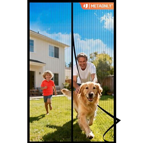 METAONLY Magnetic Screen Door Mesh Fits 36" x 78" Door - Curtain Size 38" x 81", Works for Patio, Sliding Door, Keeps Bug Mosquito Out, Fresh Air Flow, Black