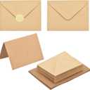 PATIKIL 50Pack Light Brown 5x7 Blank Cards and Envelopes, V Flap A7 Envelopes with Cardstock & Gold Stickers Small for Greeting Cards Wedding Greeting Birthday Invitations Letter Mailing