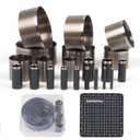 21 Pieces Leather Circle Cutter Tool Set, Hole Punch Tools with 1-12mm 15 20 25 30 35 40 45 50 55mm, High Carbon Steel Round Cutting Dies, Hole Punch Tool Kit for DIY Leather Crafts