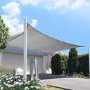 Patio Sun Shade Sail Canopy, 10' x 12' Rectangle Shade Cloth Block Sunshade Fabric - Outdoor Cover Awning Shelter for Pergola Backyard Garden Yard (Gray Color)