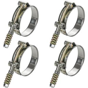 4 Pack T-Bolt Hose Clamps, Stainless Steel Hose Clamp with Reinforcement Spring for Pipe, Turbo Intake Intercooler Clamp Working Range 2"-2.24"51-57mm
