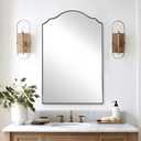 ANDY STAR Scalloped Arched Mirror, 24x36 Inch Brushed Gold Mantle Mirror with Stainless Steel Metal Frame, Modern Wall Mirrors for Bathroom, Bedroom, Fireplace, Living Room, Entryway Hangs Vertically