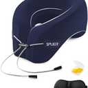Travel Pillows for Airplanes, Neck Pillow Airplane, Airplane Travel Accessories with Eye Mask, Earplugs & Storage Bag, Ergonomic Memory Foam Neck Pillow for Sleeping, Flights, Cars, Office (Navy Blue)