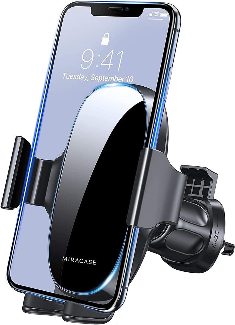 Miracase Upgraded Wider Clamp Phone Holders for Your Car, Metal Hook Air Vent Car Mount [Thick Cases Friendly] Automobile Hands Free Compatible with iPhone 17/16/15/14/13 Series All Smartphones