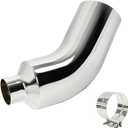 Chrome Plated 4'' Inlet 8'' Outlet Diesel Exhaust Elbow Tip with Clamp, 4 Inch Side Exit Exhaust Tip, 23'' Length Turndown Exhaust Pipe For Trucks,Pickups and Cars