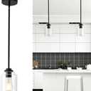 Black Pendant Lights - Glass Pendant Lights Kitchen Island - Hanging Light Fixture for Kitchen Island Dining Room H-7010-BKCL-R