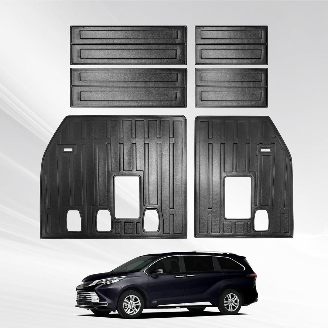 Vanseno Compatible for 2021-2025 2026 Toyota Sienna Backrest Mat Back Seat Protector All Weather Mat for 2021 2022 2023 2024 2025 2026 Toyota Sienna Accessories (7/8 Seater with Spare Tire)
