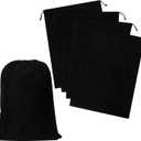 Corduroy Drawstring Bags - Set of 5 - For Organization, Make-up, Travel, Purse, Storage, Office and More (Black, 12 x 16 Inch)