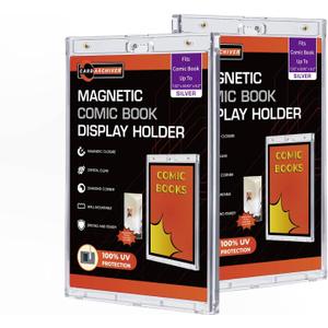 Crystal Clear One Touch-values 2ct Magnet-cases Silver Display-System, UV-protected Premium MINT-comic Slab Protectors for Wall-mounting, Paper 11x14