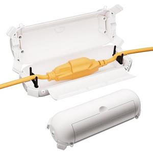 2 Pack of RESTMO Compact Outdoor Extension Cord Cover, IP44 Waterproof Box and Safety Housing Case, Ideal to Protect Outdoor Plugs, Electrical Connections, Holiday Decoration Lights, Size Small, White