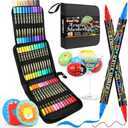 Betem Paint Markers Acrylic Paint Pens, Dual Tip 36 Colors Acrylic Markers with Brush Tip and Fine Point, Art Supplies for Wood, Canvas, Stone, Glass, Rock Painting Kit DIY Crafts Drawing Kit with Bag