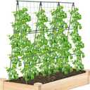Cucumber Trellis for Raised Bed, 2 Pack 4ft Tall A-Frame, Garden Trellis for Climbing Plants Outdoor, Perfect for Vines, Beans - Green with Netting
