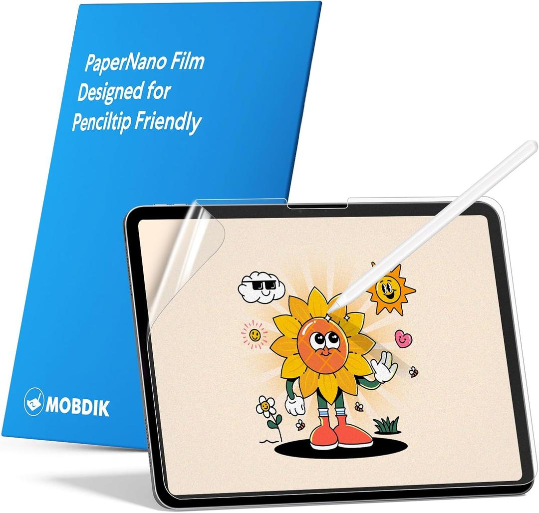 MOBDIK 2 Pack Paperfeel Screen Protector Compatible with iPad Air 13 M3 2025 / M2 2024 & iPad Pro 13 M5 2025 / M4 2024, New Version Crafted for Natural Writing, Less Reflection, Easy Installation | New Version, Less Reflection, Nib Friendly
