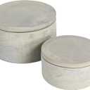 Bloomingville A75500081 Set of 2 Grey Round Decorative Cement Lids Boxes