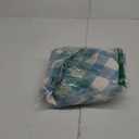 Smiry Round Picnic Tablecloth, Elastic Waterproof Fitted Vinyl Tablecloths for 36"-44" Tables, Flannel Backed Buffalo Plaid Table Cover for Dining, Camping, Outdoor, White and Aqua