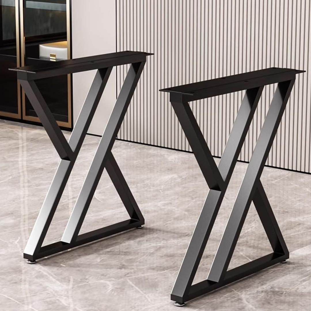 Metal Industrial Dining Modern Table Legs Desk Legs Base Cast Iron Welding Wrought Iron Coffee Table Bench Legs Night Stand Office Table 28 inch Triangle Shape Black DIY (1 Set of 2 pcs) 28" H x19.7 (Matt Dark Grey)