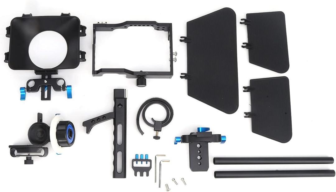 DSLR Camera Cage, Alloy Camera Camcorder Video Cage, Camera Cage with Follow Focus Matte Box Protections Cover for GH4 Cameras