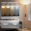 SIBRILLE Silver Torchiere Floor Lamp - 30W Dimmable LED Standing Lamp with Remote/Button Control, 1800Lm, 3000-6500K, 72in Bright Standing Pole Light for Living Room Bedroom Office Corner