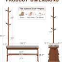 Coat Rack with Shoe Storage,Shoe Rack whit 8 Hook for Offices、Bedroom、Living Room,Small Shoe Bench,Walnut