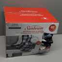 Sunbeam Microplush Sherpa Electric Heated Throw Blanket-Black/White Plaid 60×70"