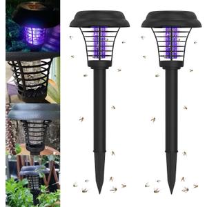 2 Pcs Solar Bug Zapper Outdoor Rechargeable Mosquito Fly Zapper Outdoor