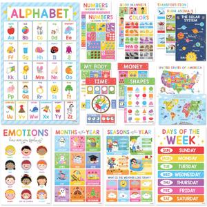 BEAWART 18 Laminated Edu...ls Alphabet Nomber Chart New