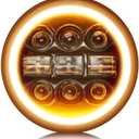 CO LIGHT 5-3/4 5.75 inch LED Halo Motorcycle Headlight Hi/Lo Beam White/Amber DRL Led Projector Sealed Beam Headlight 1PC